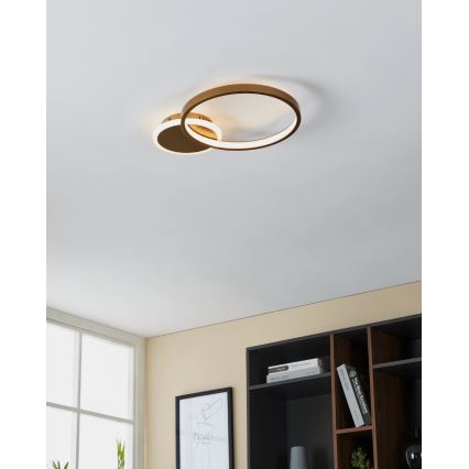 Eglo - LED Dimmable ceiling light LED/15W/230V gold + remote control