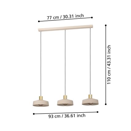 Eglo - Chandelier on a string 3xE27/40W/230V