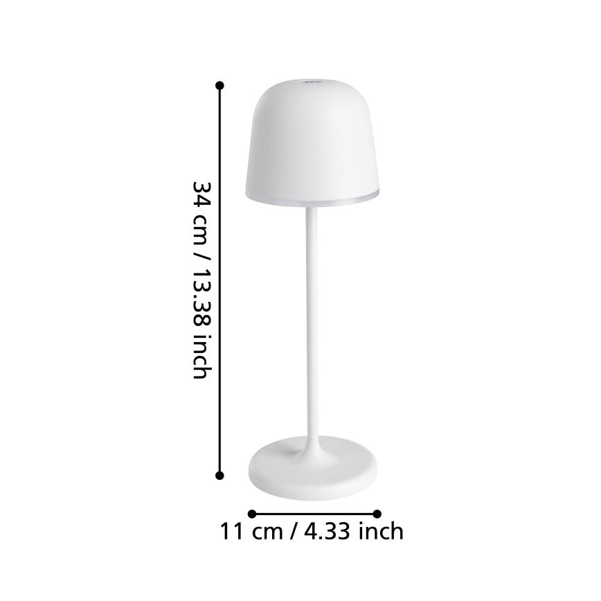 Eglo - LED Dimmable outdoor rechargeable lamp LED/2,2W/5V 1800 mAh grey IP54