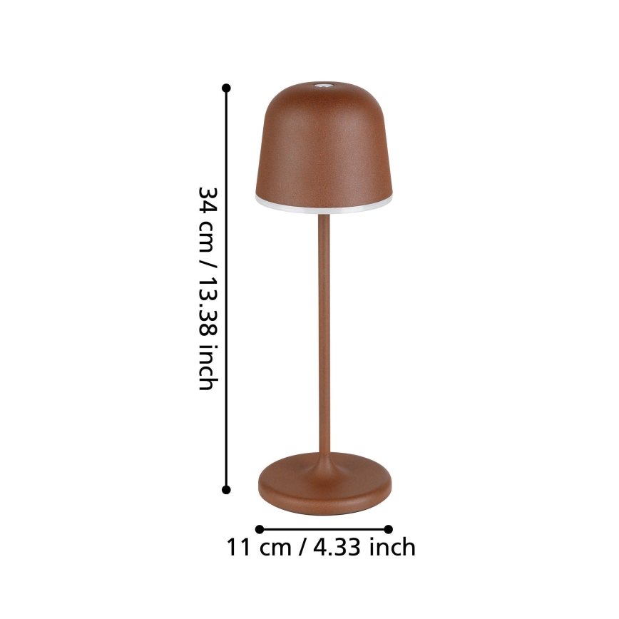 Eglo - LED Dimmable outdoor rechargeable lamp LED/2,2W/5V 1800mAh brown IP54
