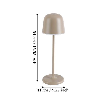 Eglo - LED Dimmable outdoor rechargeable lamp LED/2,2W/5V 1800mAh beige IP54