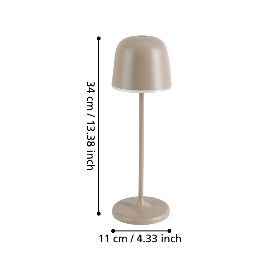 Eglo - LED Dimmable outdoor rechargeable lamp LED/2,2W/5V 1800mAh beige IP54