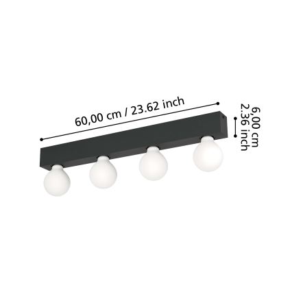 Eglo - Wall light 4xE27/40W/230V black