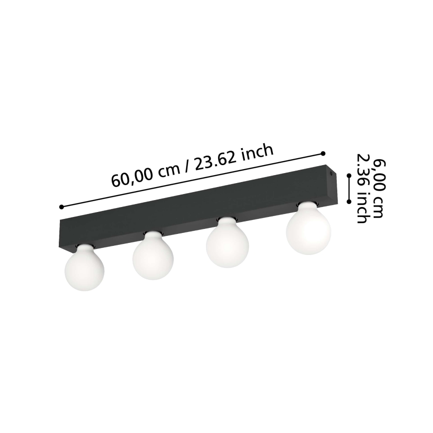 Eglo - Wall light 4xE27/40W/230V black