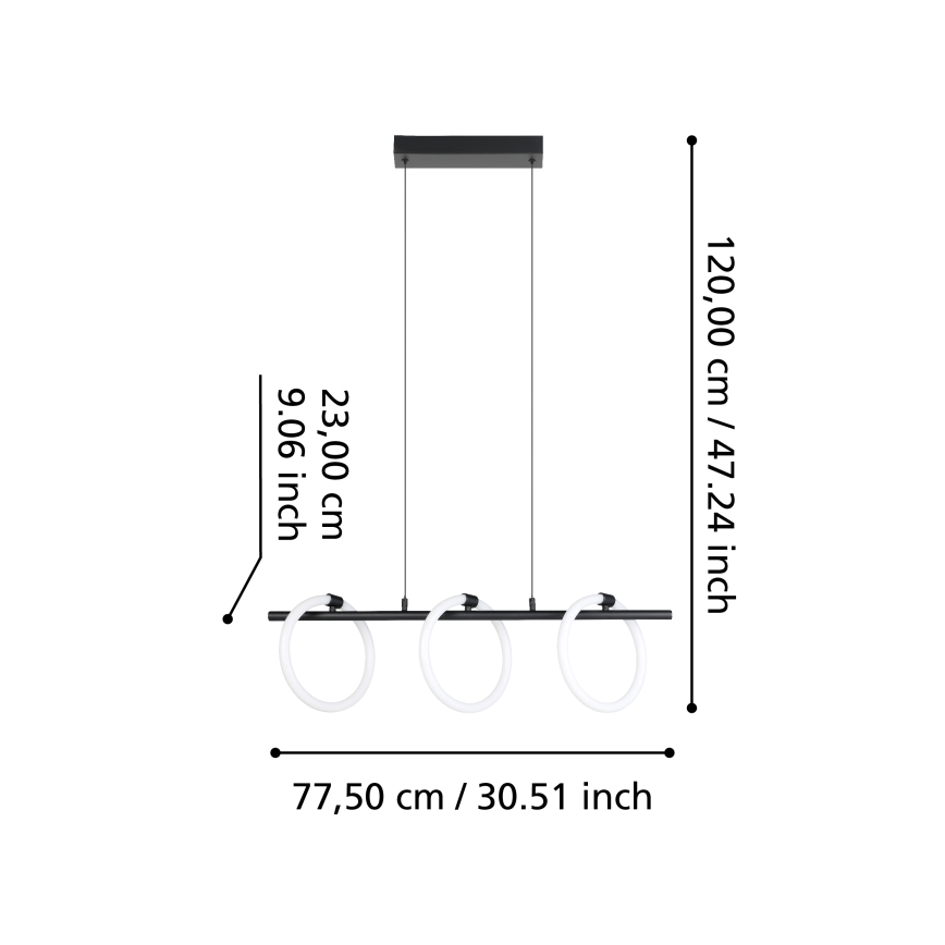 Eglo - LED Chandelier on a string 3xLED/9W/230V