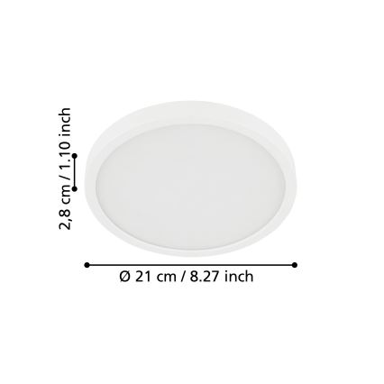 Eglo - LED Bathroom Ceiling Light LED/17W/230V White IP44 Ø 21 cm