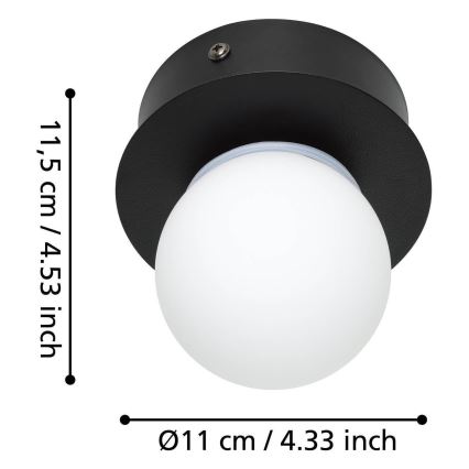 Eglo - LED Bathroom ceiling light LED/3,3W/230V IP44 black