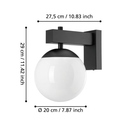Eglo - Outdoor wall light 1xE27/40W/230V black IP44