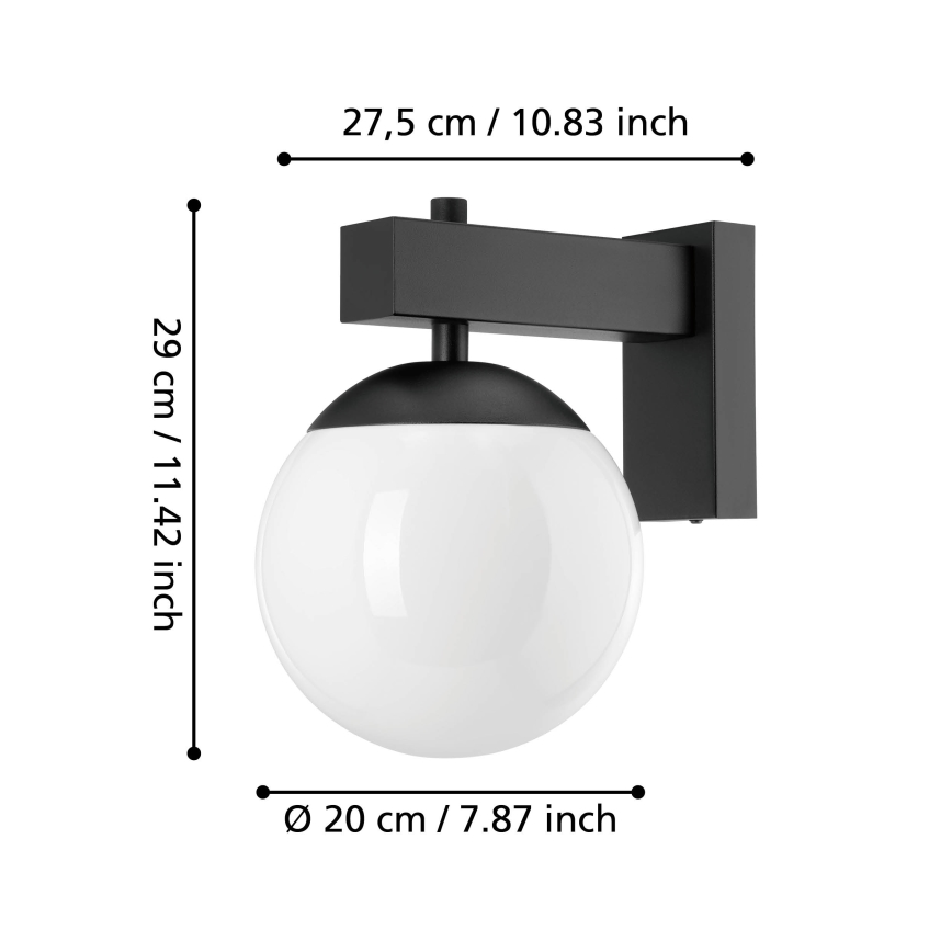 Eglo - Outdoor wall light 1xE27/40W/230V black IP44