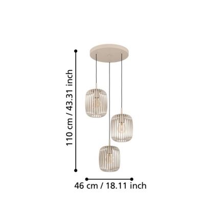 Eglo - Chandelier on a string 3xE27/40W/230V beige