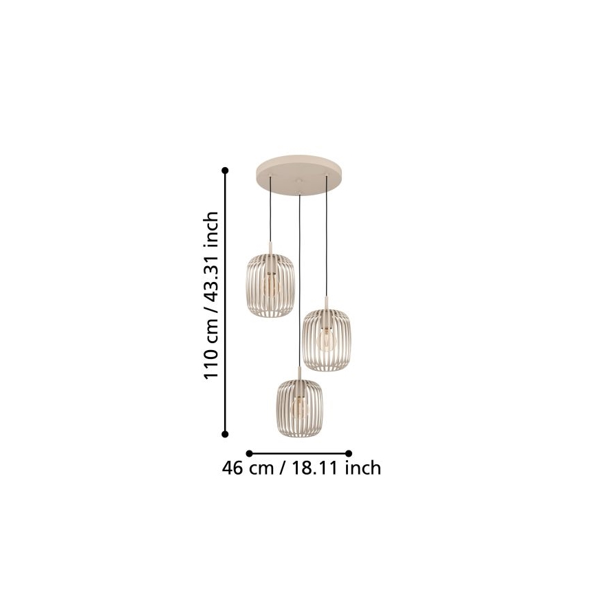 Eglo - Chandelier on a string 3xE27/40W/230V beige