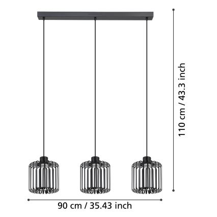 Eglo - LED RGBW Dimmable chandelier on a string 3xLED/3,7W/230V 2700-6500K