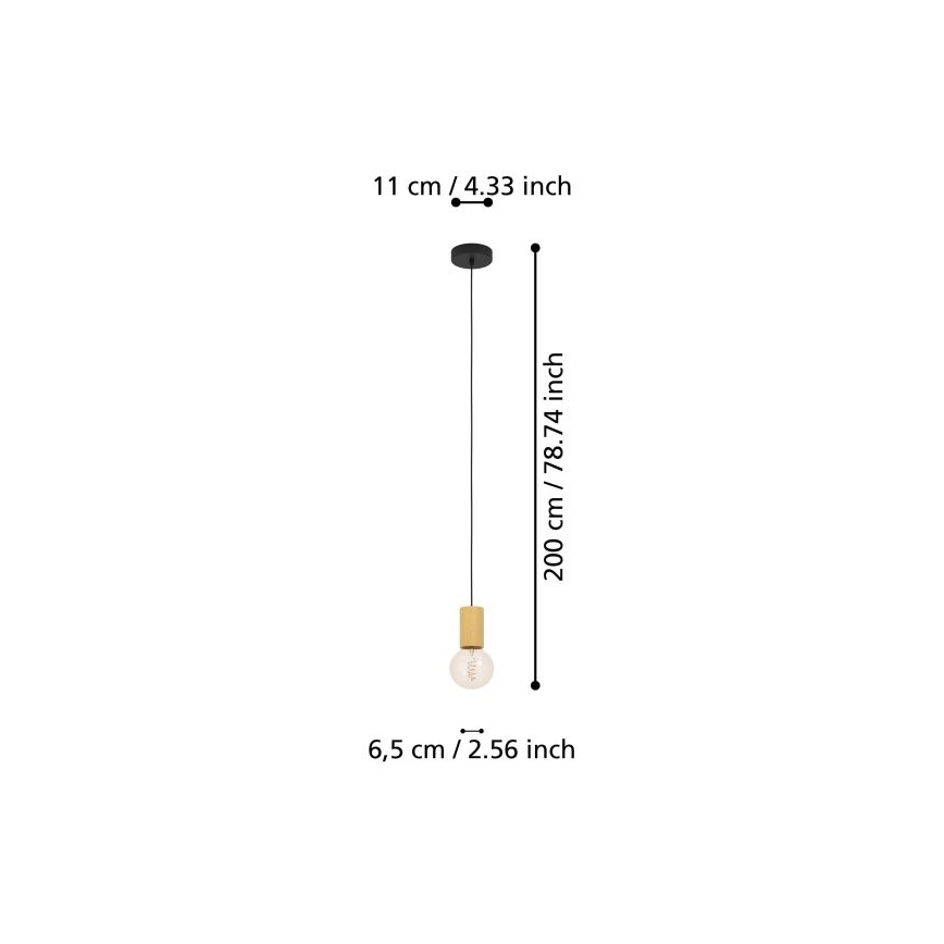 Eglo - Chandelier on a string 1xE27/40W/230V brown