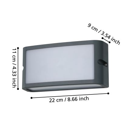 Eglo - LED Outdoor wall light LED/10,5W/230V anthracite IP54