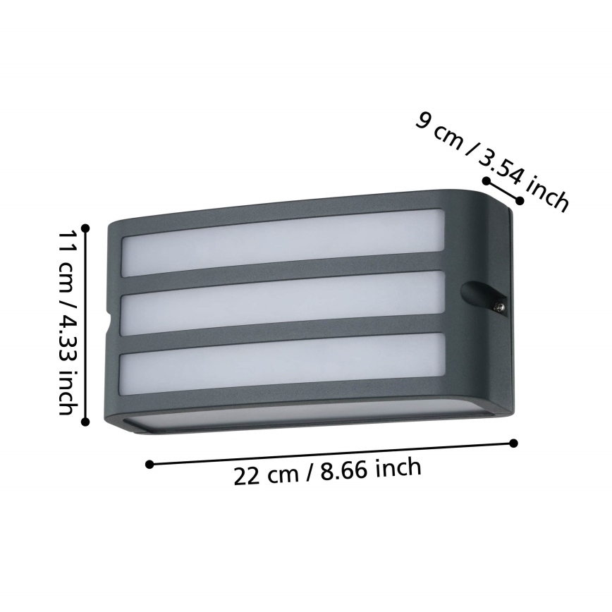 Eglo - Outdoor wall light 1xE27/40W/230V anthracite IP54
