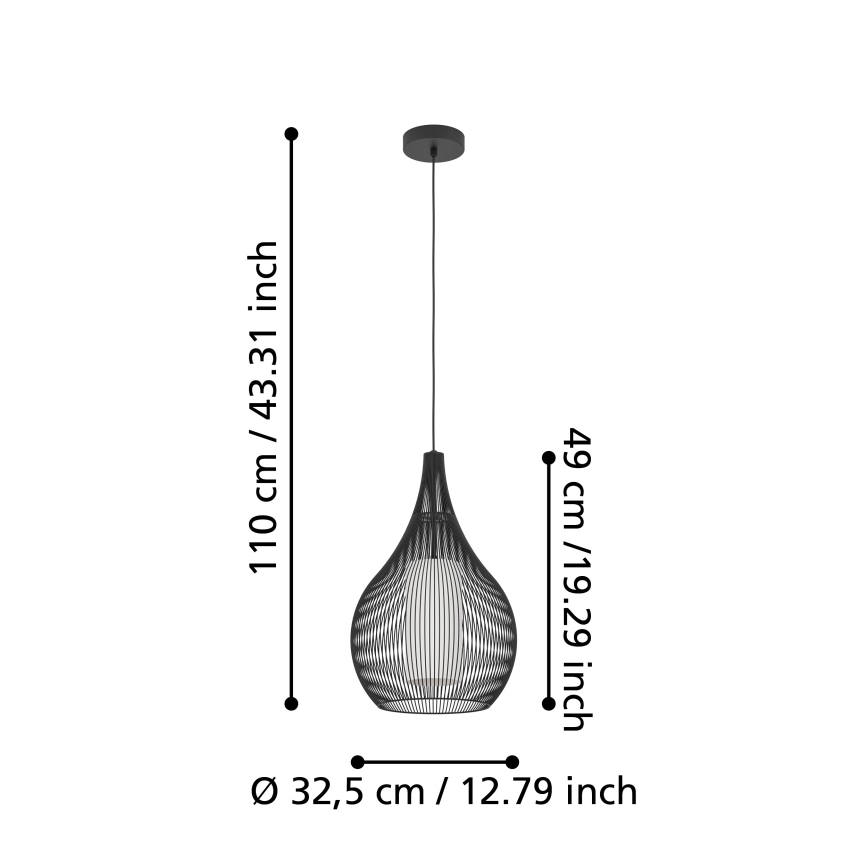 Eglo - Chandelier on a string 1xE27/40W/230V white
