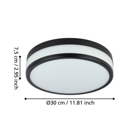 Eglo - LED Bathroom ceiling light LED/17,1W/230V IP44 black