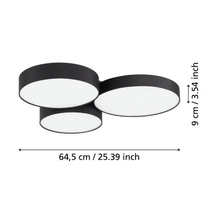 Eglo - RGBW Dimmable ceiling light 3xLED/7,5W/230V 2700-6500K black