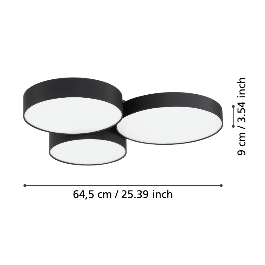 Eglo - RGBW Dimmable ceiling light 3xLED/7,5W/230V 2700-6500K black