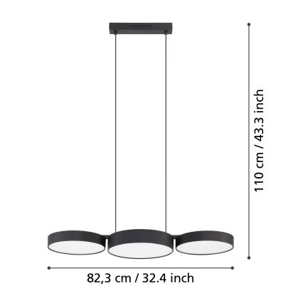 Eglo - LED RGBW Dimmable chandelier on a string 3xLED/7,5W/230V 2700-6500K black