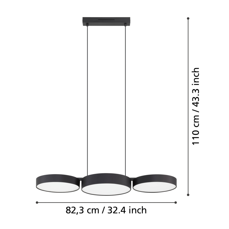 Eglo - LED RGBW Dimmable chandelier on a string 3xLED/7,5W/230V 2700-6500K black