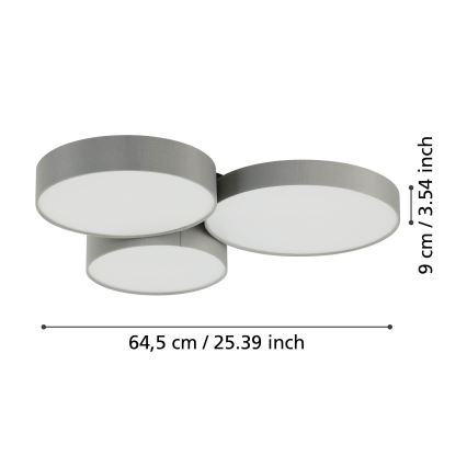 Eglo - LED RGBW Dimmable ceiling light 3xLED/7,5W/230V 2700-6500K grey