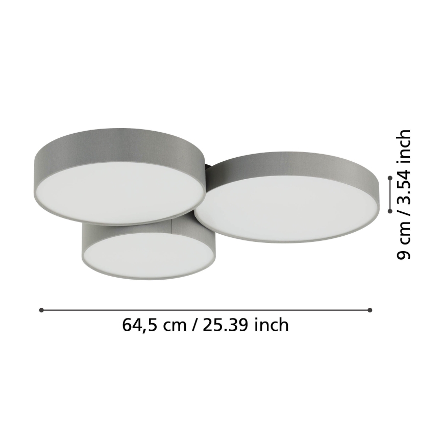 Eglo - LED RGBW Dimmable ceiling light 3xLED/7,5W/230V 2700-6500K grey
