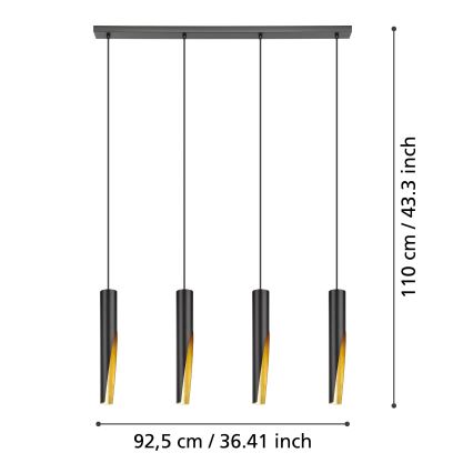 Eglo - LED Chandelier on a string 4xGU10/4,5W/230V black/gold