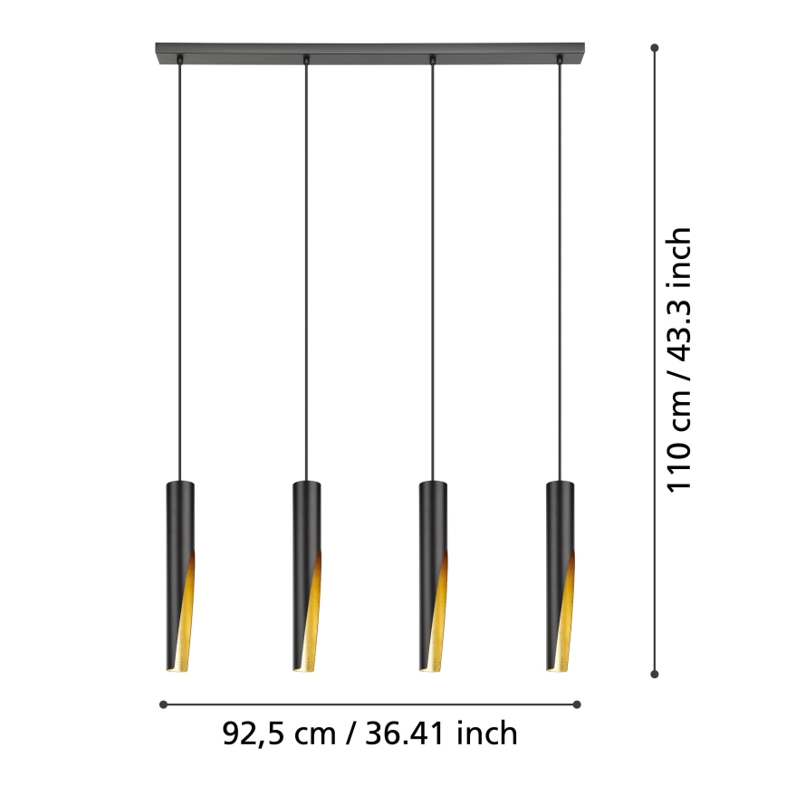 Eglo - LED Chandelier on a string 4xGU10/4,5W/230V black/gold