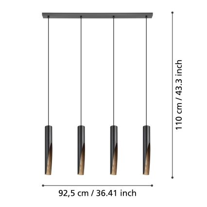 Eglo - LED Chandelier on a string 4xGU10/4,5W/230V black/brown