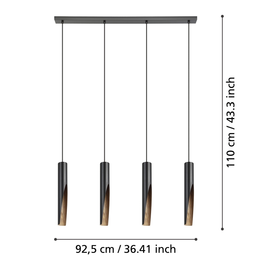Eglo - LED Chandelier on a string 4xGU10/4,5W/230V black/brown