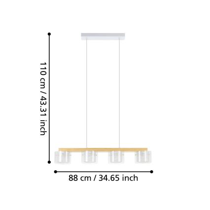 Eglo - LED RGBW Dimmable chandelier on a string 4xLED/3,7W/230V 2700-6500K