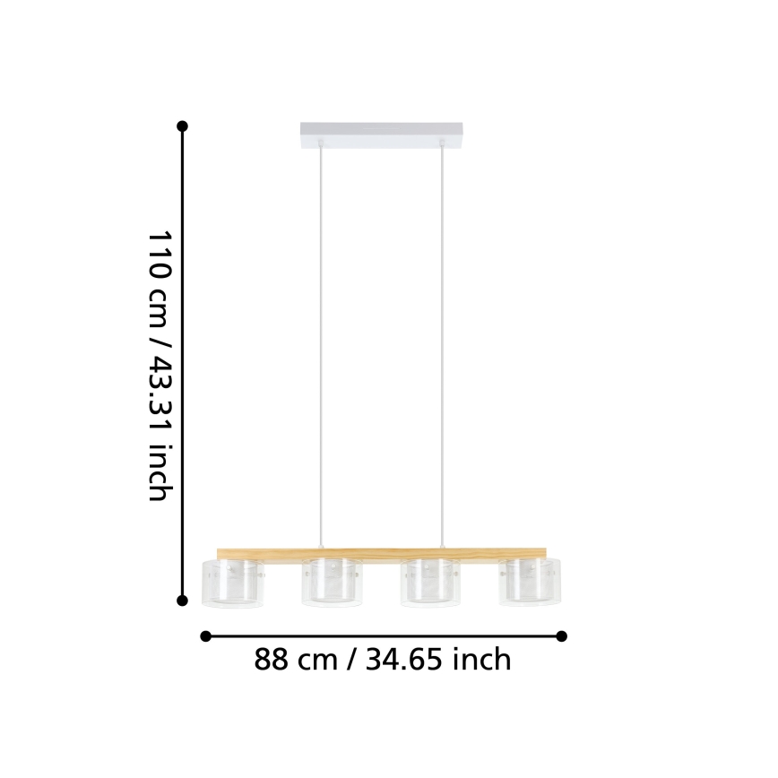 Eglo - LED RGBW Dimmable chandelier on a string 4xLED/3,7W/230V 2700-6500K