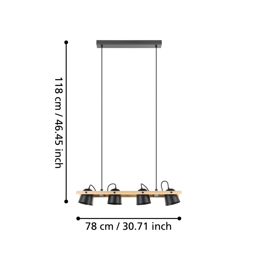 Eglo - LED RGBW Dimmable chandelier on a string 4xLED/3,7W/230V 2700-6500K