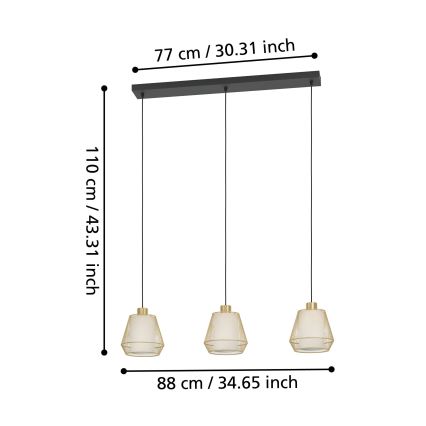 Eglo - Chandelier on a string 3xE27/40W/230V