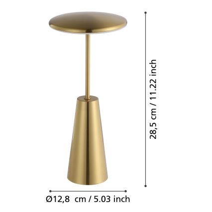 Eglo - LED Dimmable touch outdoor lamp LED/2,8W/5V 2400K/3000K/4000K 5200 mAh IP54 gold