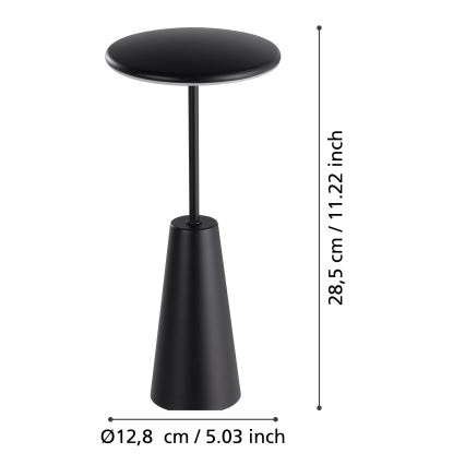 Eglo - LED Dimmable touch outdoor lamp LED/2,8W/5V 2400K/3000K/4000K 5200 mAh IP54 black
