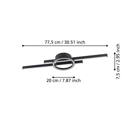 Eglo - LED RGBW Dimmable ceiling light LED/23,5W/230V 2700-6500K black + remote control