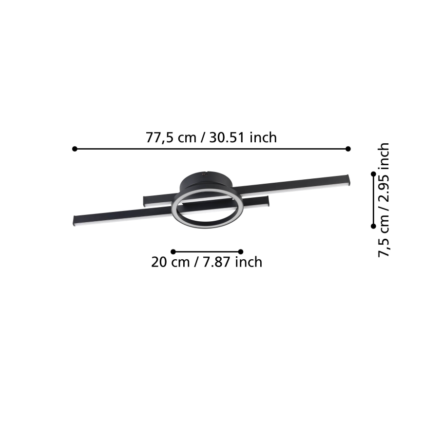 Eglo - LED RGBW Dimmable ceiling light LED/23,5W/230V 2700-6500K black + remote control