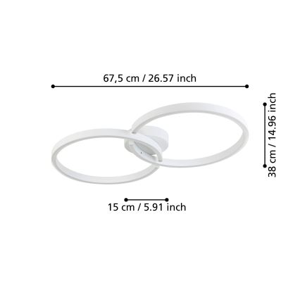 Eglo 900954 - LED RGBW Dimmable ceiling light LED/19,5W/230V 2700-6500K white + remote control