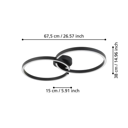 Eglo 900955 - LED RGBW Dimmable ceiling light LED/19,5W/230V 2700-6500K black + remote control
