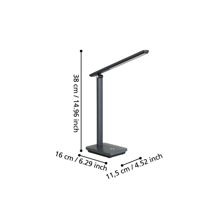 Eglo - LED Dimmable rechargeable table lamp LED/3,6W/5V 1800mAh grey
