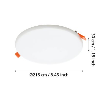 Eglo - LED Bathroom recessed light LED/18W/230V d. 21,5 cm IP65