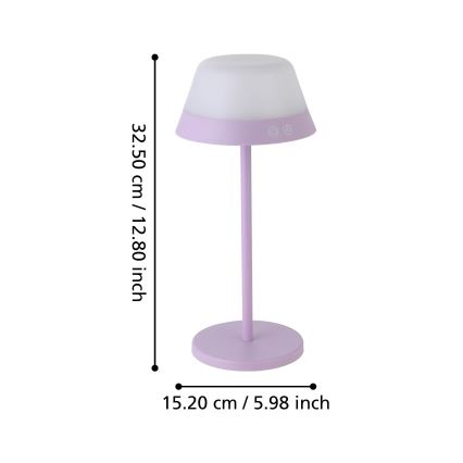 Eglo - LED RGBW Dimmable touch outdoor lamp 2in1 LED/1,5W/5V 2600 mAh IP54 purple