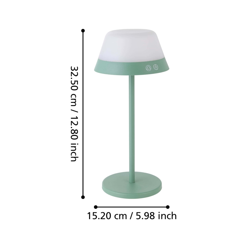 Eglo - LED RGBW Dimmable touch outdoor lamp 2in1 LED/1,5W/5V 2600 mAh IP54 green