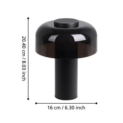 Eglo - LED Dimmable touch outdoor lamp LED/2,25W/5V 2400-4000K 5200 mAh IP44 black