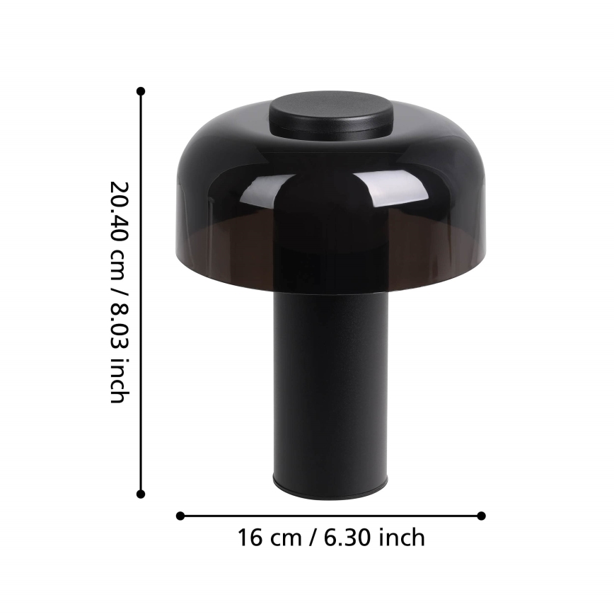 Eglo - LED Dimmable touch outdoor lamp LED/2,25W/5V 2400-4000K 5200 mAh IP44 black