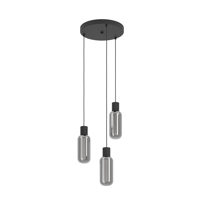 Eglo - Cable-hung pendant light 3xE27/4W/230V black/smoked