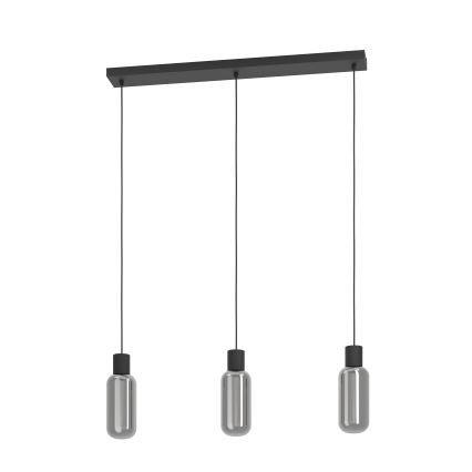 Eglo - Cable-hung pendant 3xE27/4W/230V black/smoke