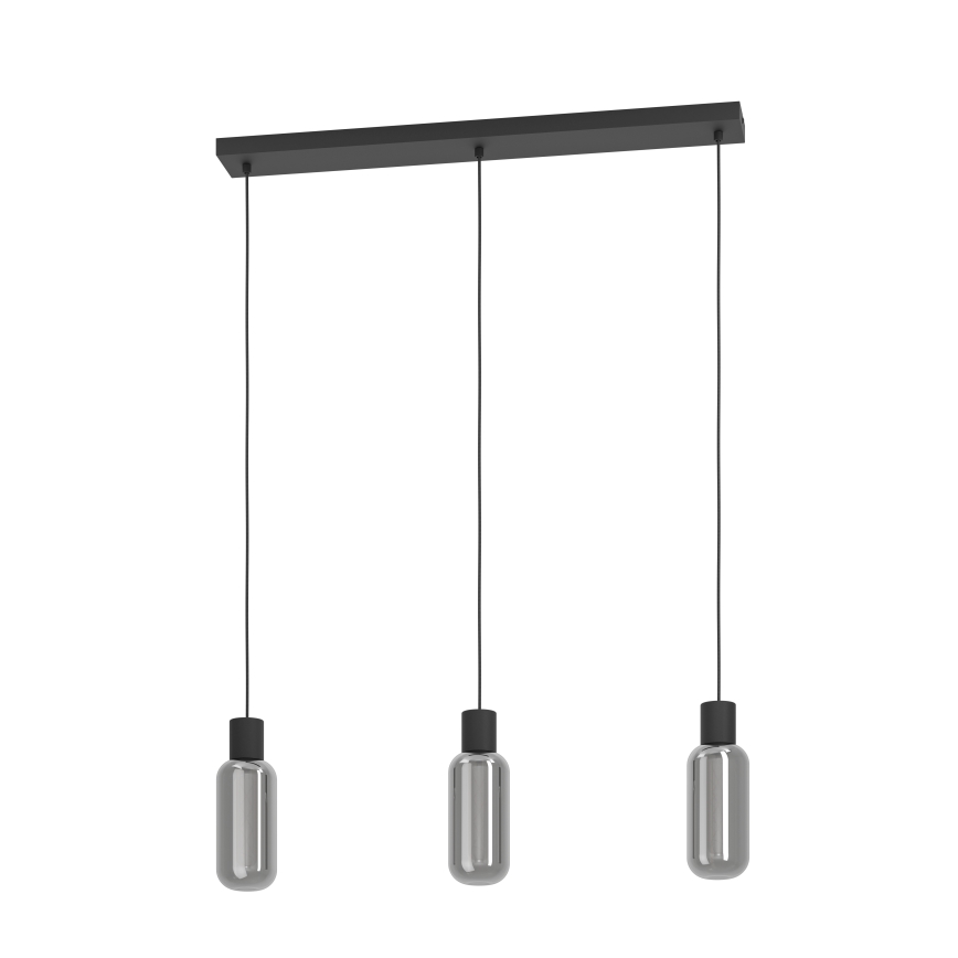 Eglo - Cable-hung pendant 3xE27/4W/230V black/smoke
